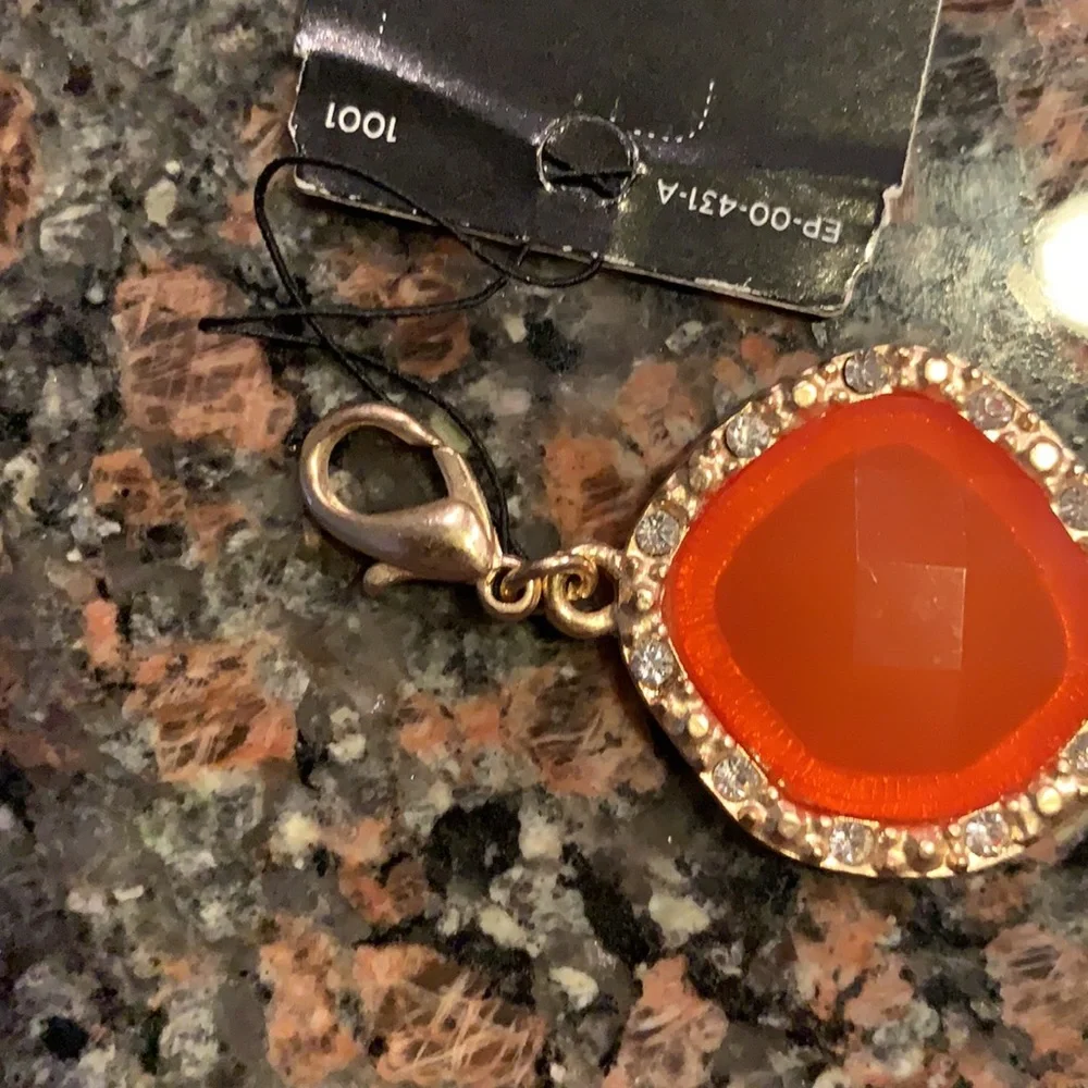 Rhinestones Embellished Chunky Bracelet Orange/Gold NWT Toggle Clasp Stones